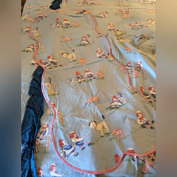 1930s Raggedy Ann and Andy Bedding Set 7pc Bedspread Curtains Chair Cover
